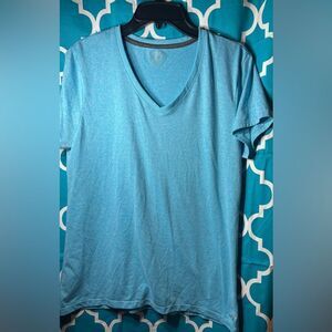 BCG Heather Turquoise Semi Fitted Vneck Shirt Short Sleeves Women’s Size XLarge